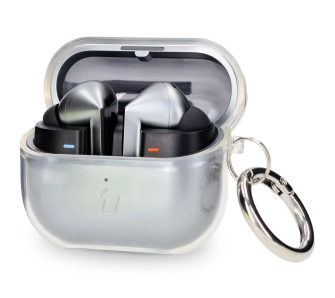 Etui na słuchawki Bizon Elastyczne z karabińczykiem do Samsung Galaxy Buds 3/3 Pro Przezroczysty