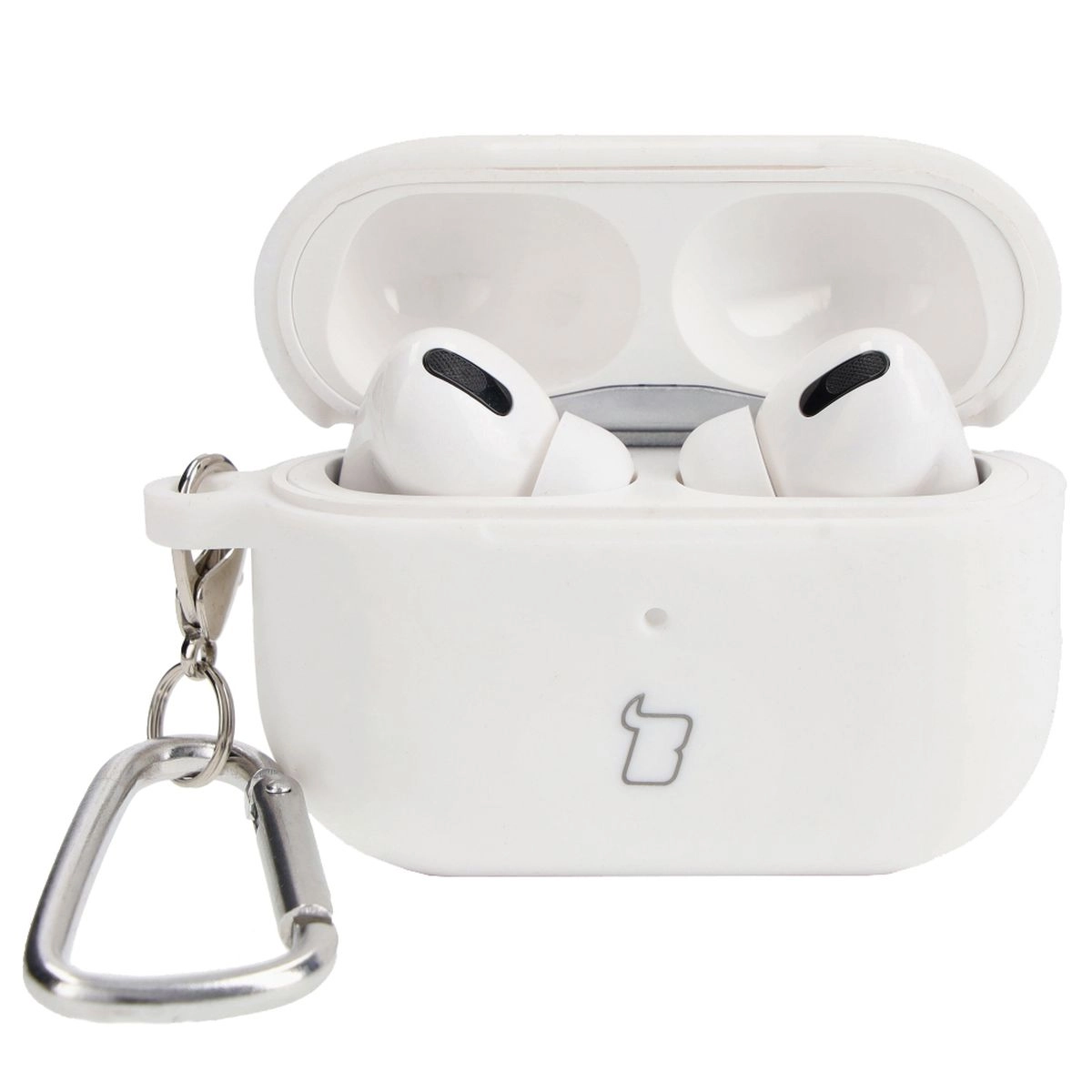 Etui na słuchawki Bizon Silikonowe z karabińczykiem do AirPods Pro 2 Biały