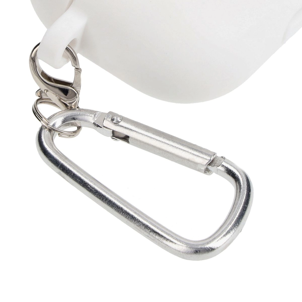 Etui na słuchawki Bizon Silikonowe z karabińczykiem do AirPods Pro 2 Biały