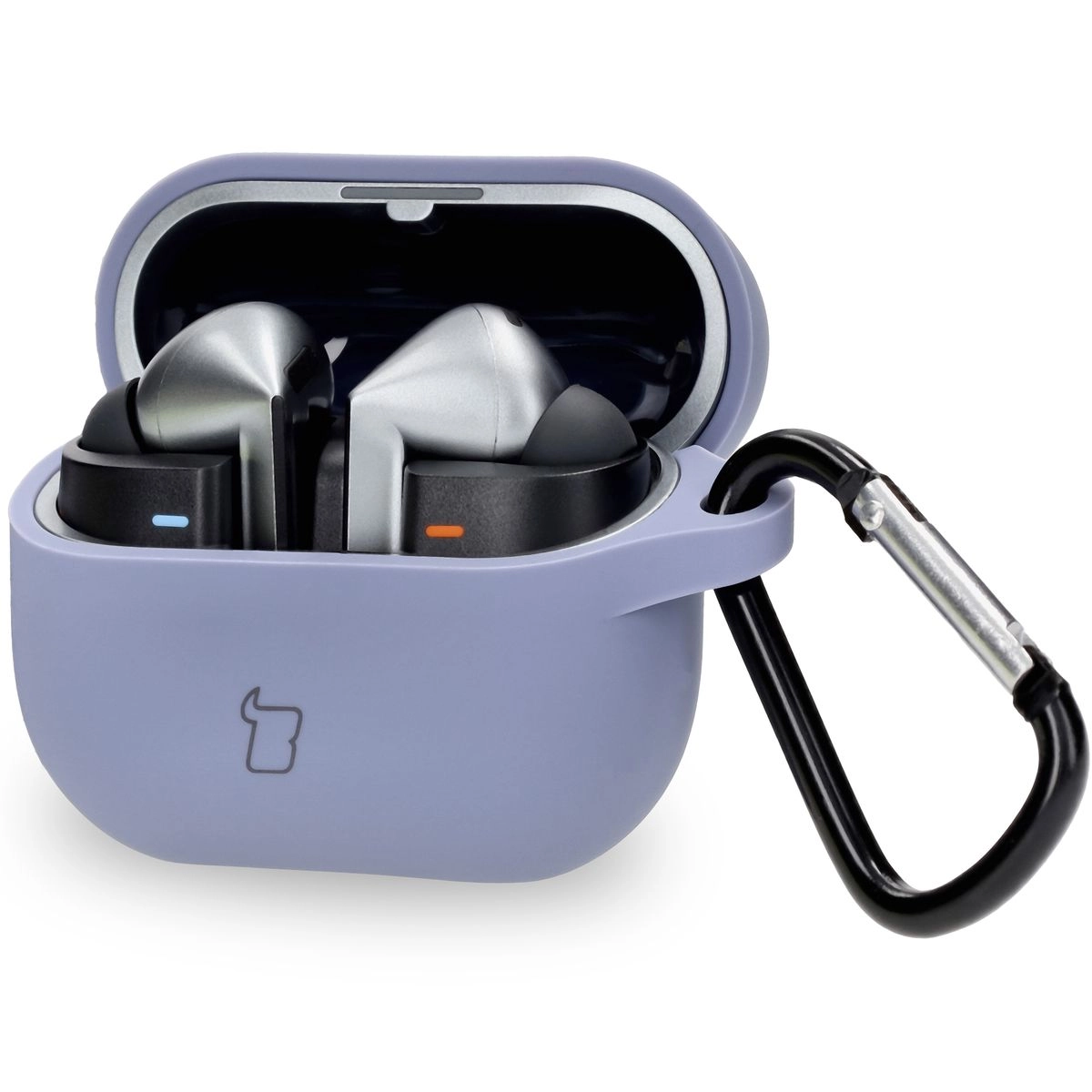 Etui na słuchawki Bizon Silikonowe z karabińczykiem do Samsung Galaxy Buds 3/3 Pro Szary