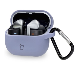 Etui na słuchawki Bizon Silikonowe z karabińczykiem do Samsung Galaxy Buds 3/3 Pro/3 FE Szary