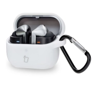 Bizon Silikonowe z karabińczykiem do Samsung Galaxy Buds 3/3 Pro/3 FE Biały
