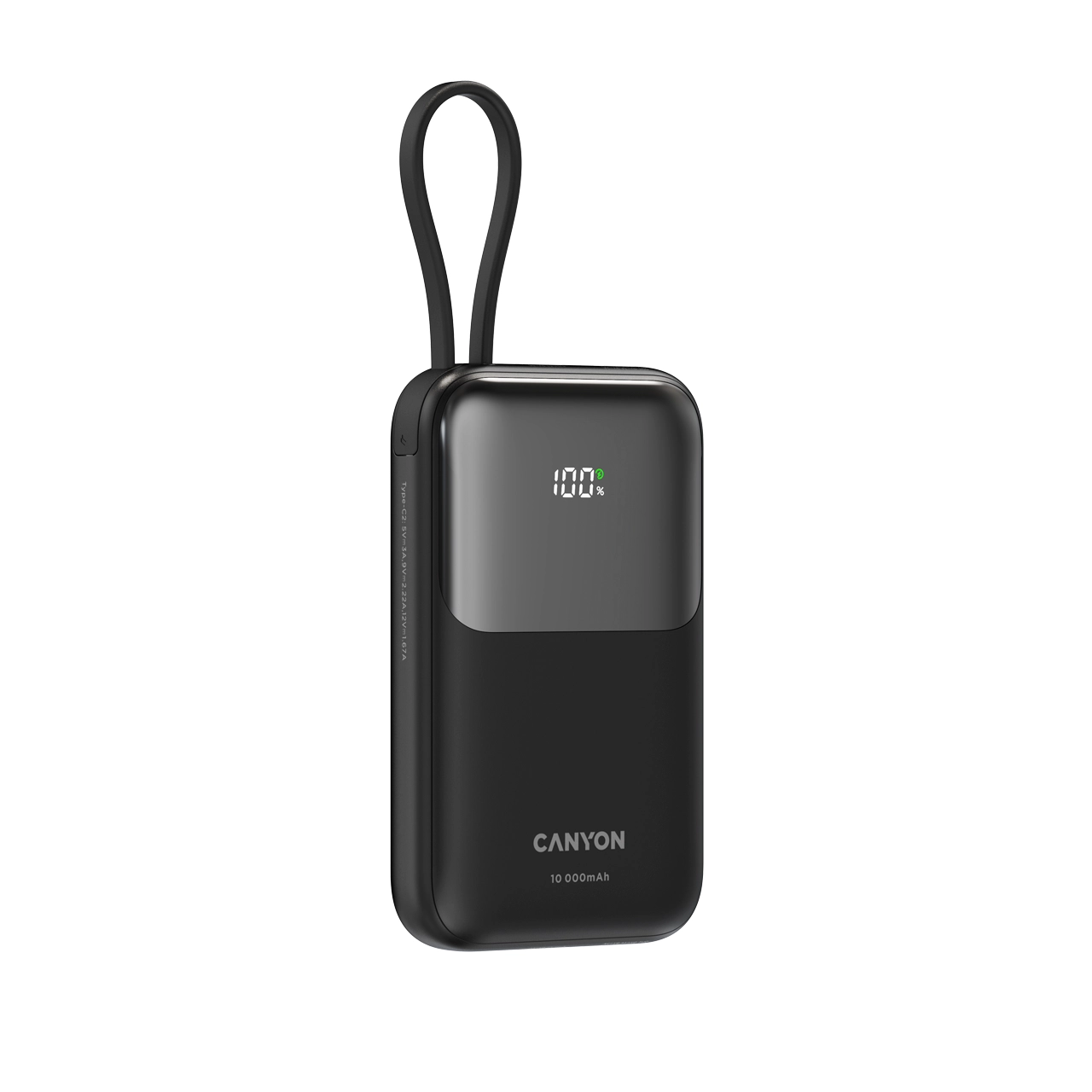 Powerbank Canyon OnPower 101 z kablem USB-C 10000mAh 22,5W Czarny