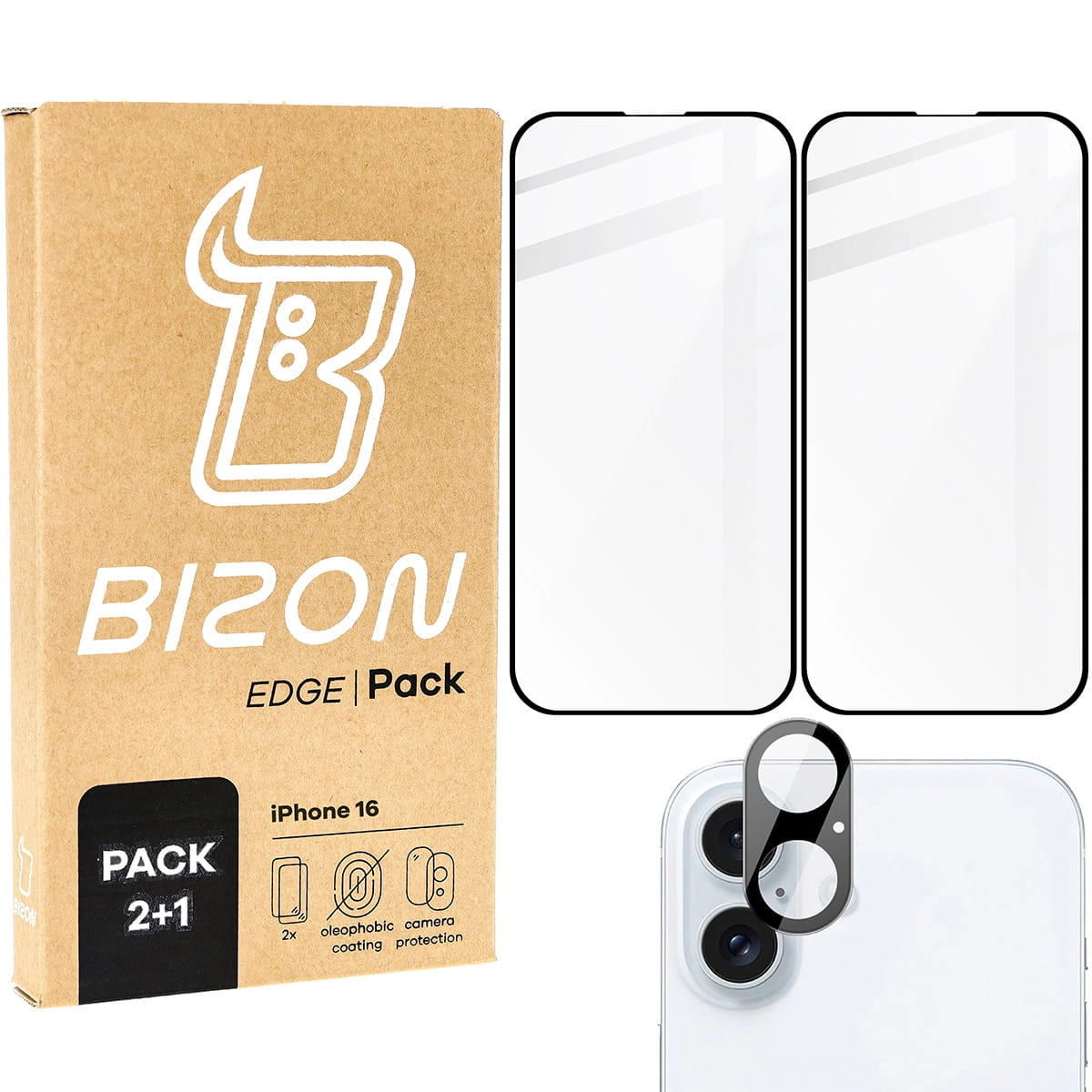 Zestaw ochronny Bizon 2x szkło + szybka na aparat Edge 2 Pack do iPhone 16