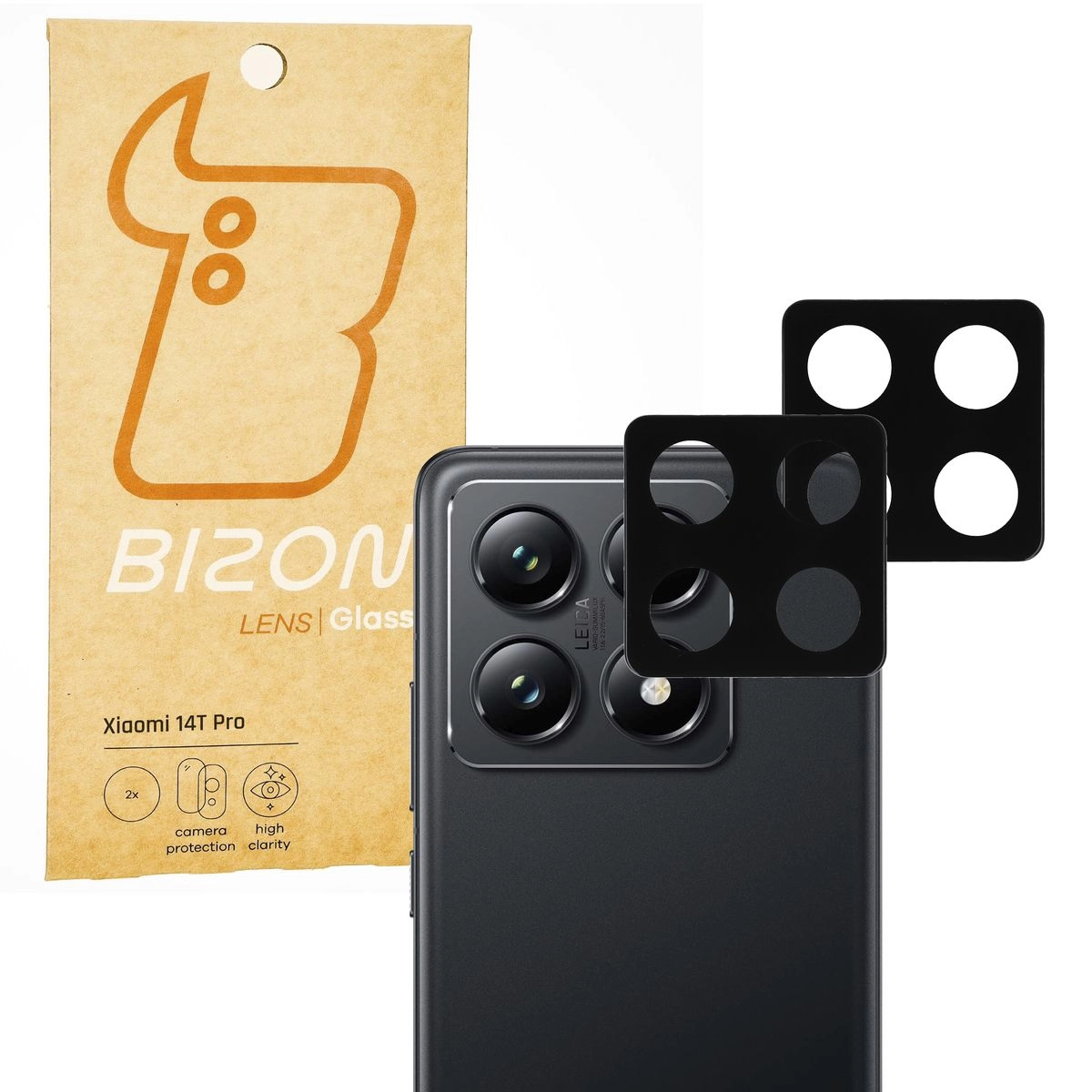 Szkło ochronne Bizon na aparat Lens do Xiaomi 14T Pro 2 sztuki