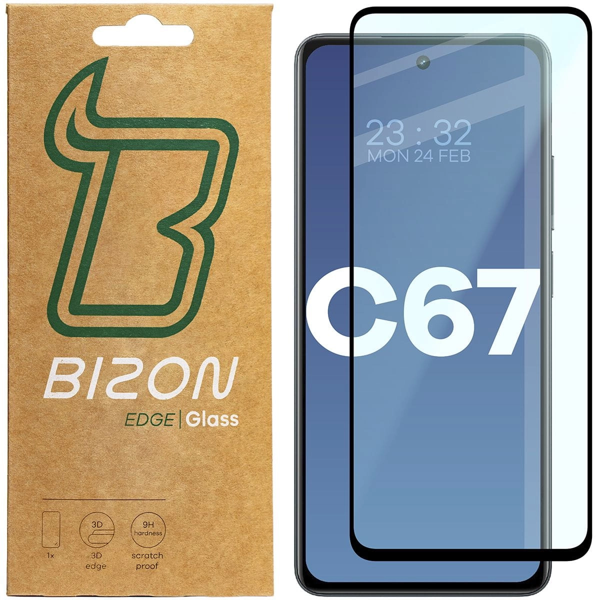 Szkło hartowane Bizon pełne Edge 2 do Realme C67 4G