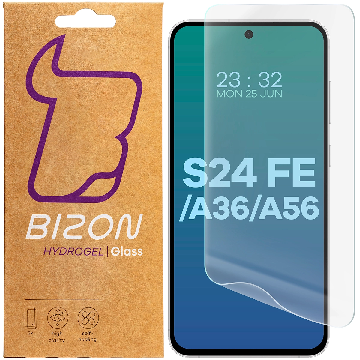 Folia hydrożelowa Bizon na ekran Hydrogel Front do Galaxy S24 FE 5G/A36 5G/A56 5G 2 sztuki