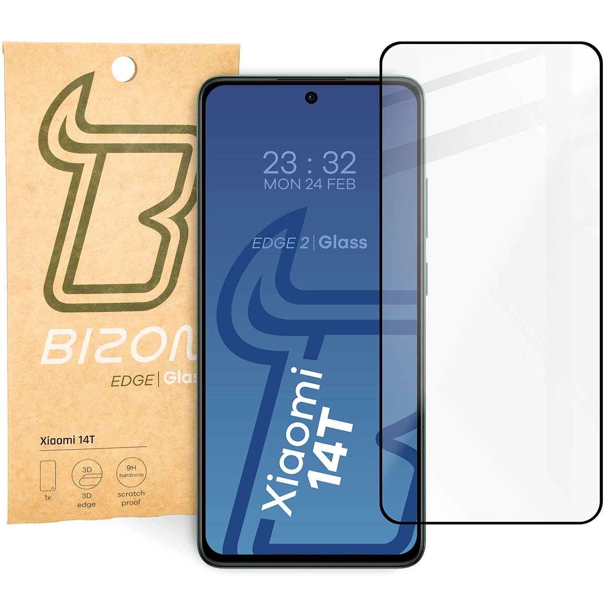 Szkło hartowane Bizon pełne Edge 2 do Xiaomi 14T