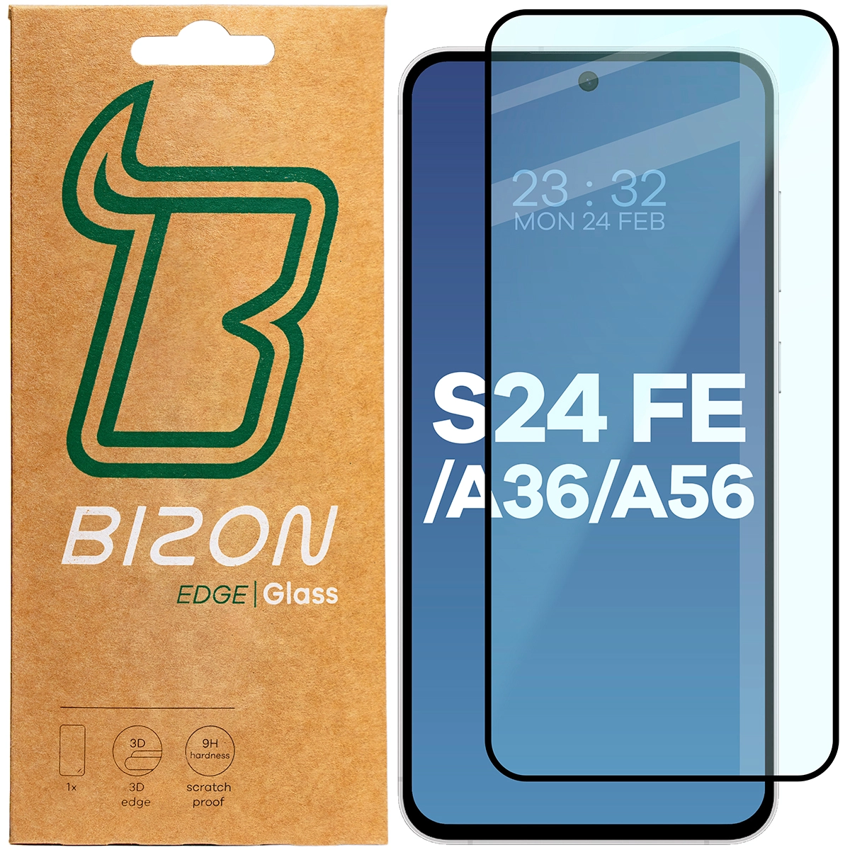 Szkło hartowane Bizon pełne Edge 2 do Galaxy S24 FE 5G/A36 5G/A56 5G