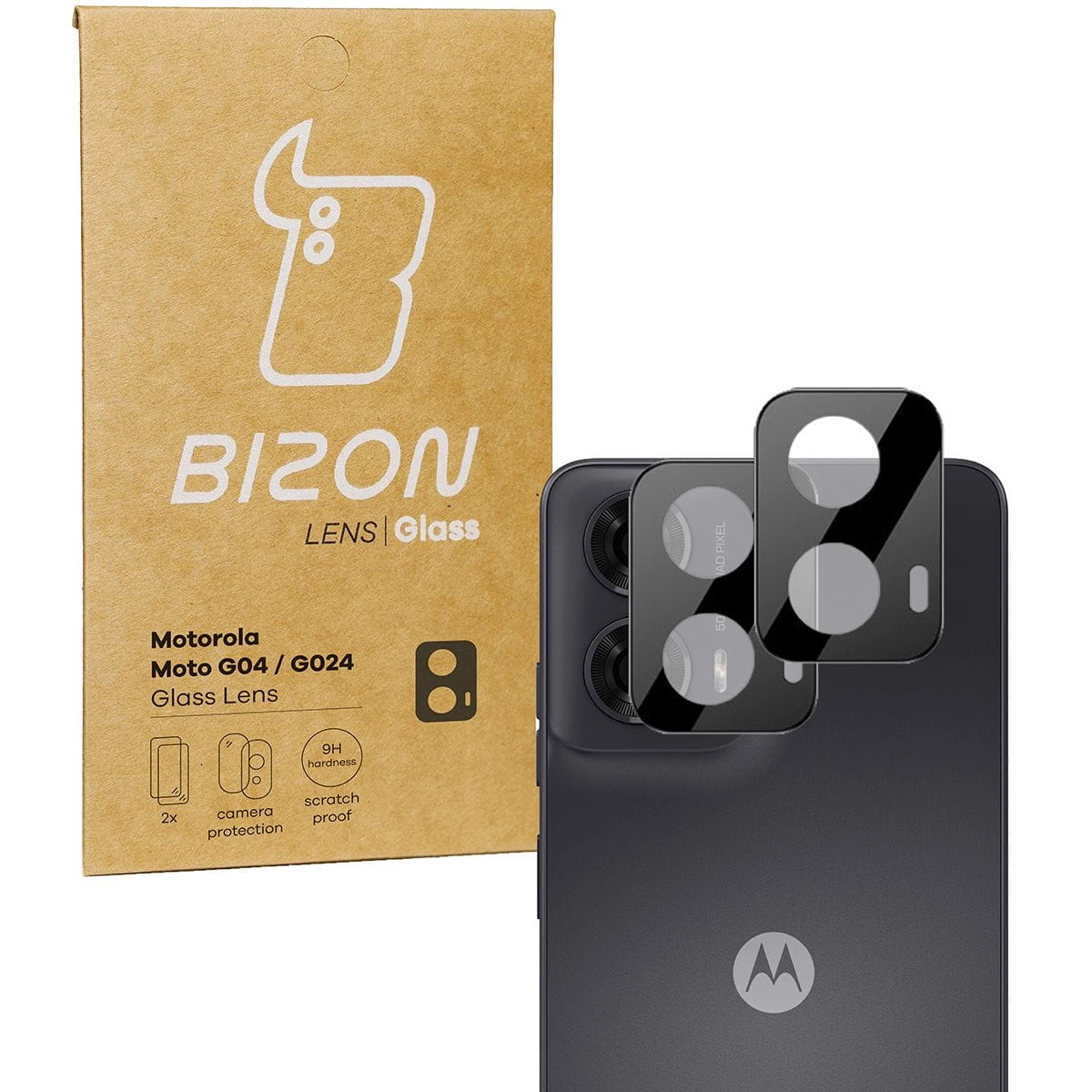 Szkło ochronne Bizon na aparat Lens do Motorola Moto G04/G24 2 sztuki