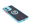 Etui Bizon z uchwytem na palec Hybrid Ring do Motorola Edge 40 Neo Przydymione z jasnoniebieską ramką