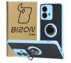 Etui Bizon z uchwytem na palec Hybrid Ring do Motorola Edge 40 Neo Przydymione z jasnoniebieską ramką