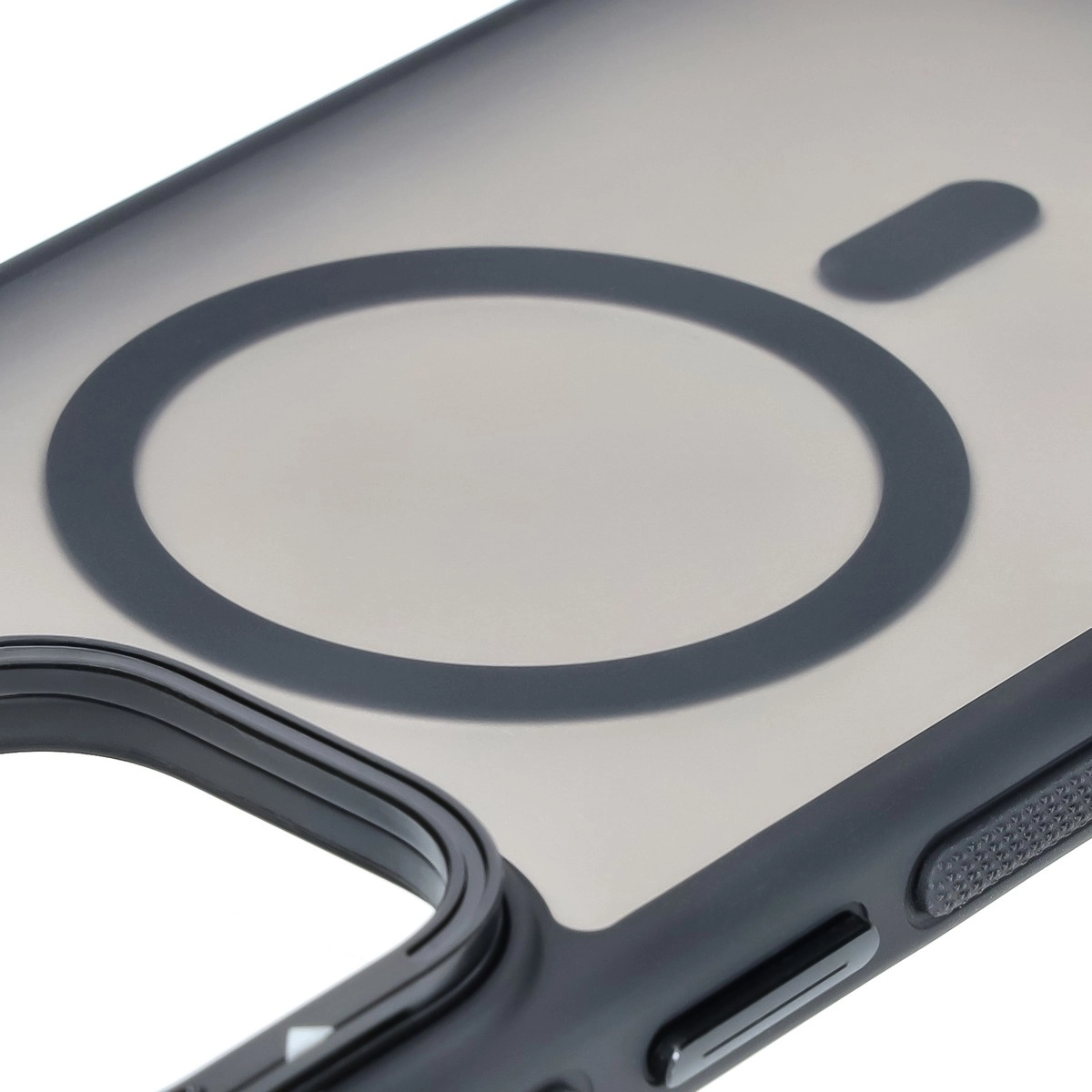 Etui Bizon Eclipse z MagSafe i podstawką do iPhone 16 Pro Max Przydymione z czarną ramką