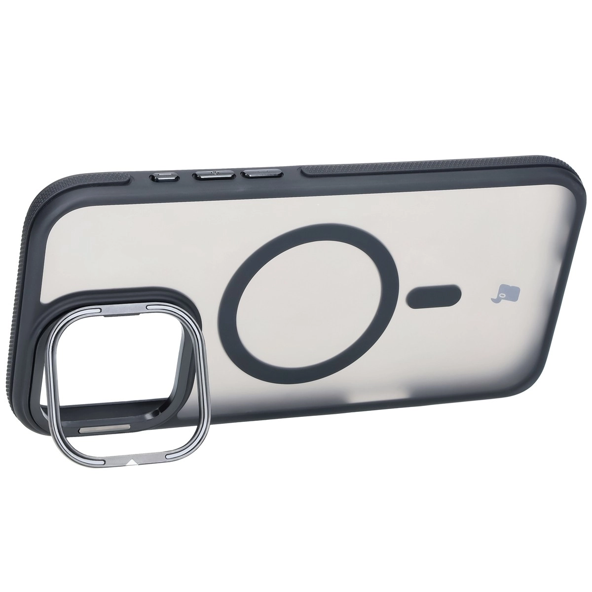 Etui Bizon Eclipse z MagSafe i podstawką do iPhone 16 Pro Max Przydymione z czarną ramką