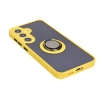 Etui Bizon z uchwytem na palec Hybrid Ring do Galaxy S25 / S24 Przydymione z żółtą ramką