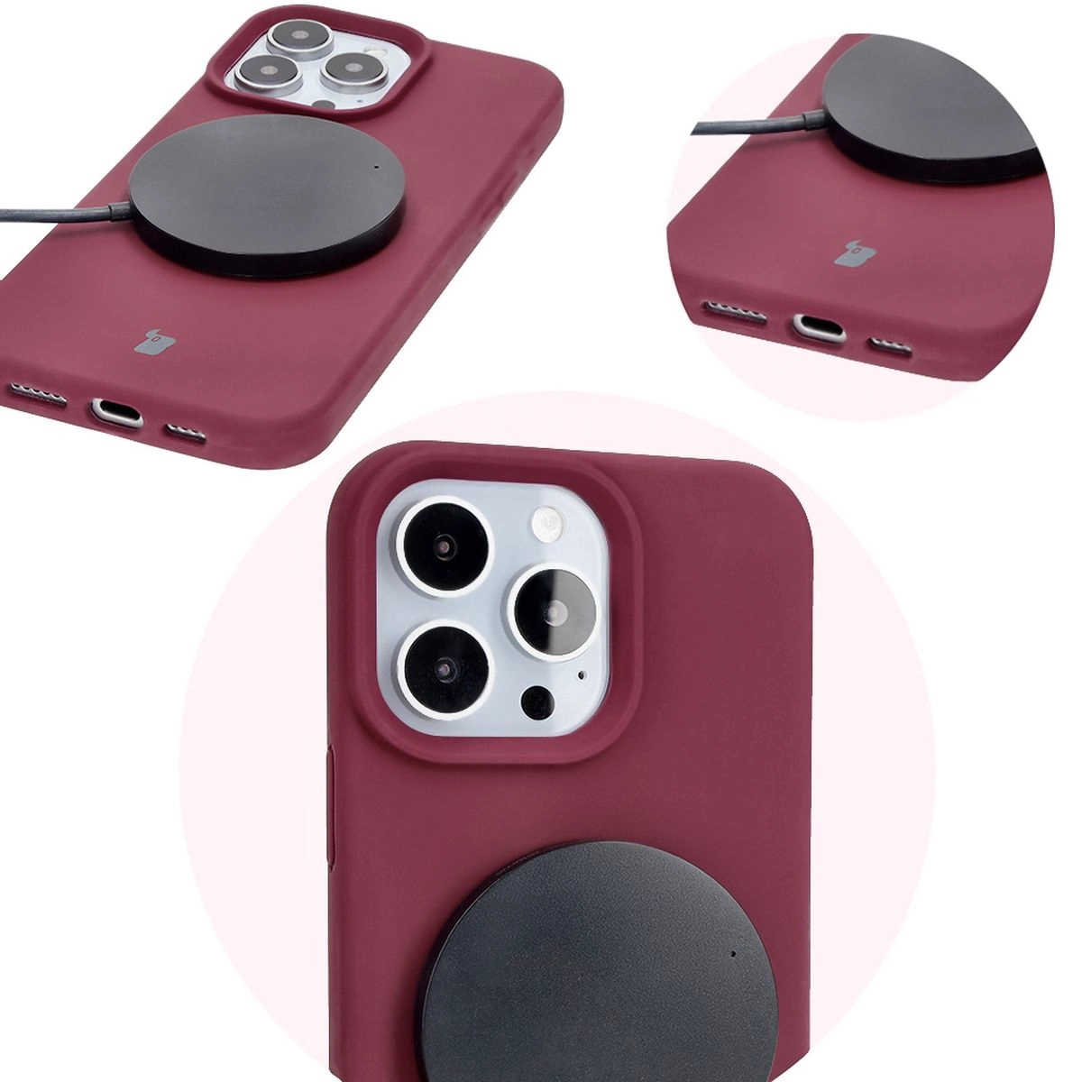 Etui Bizon Silikonowe Soft do iPhone 16 Pro Max Ciemno-fioletowy
