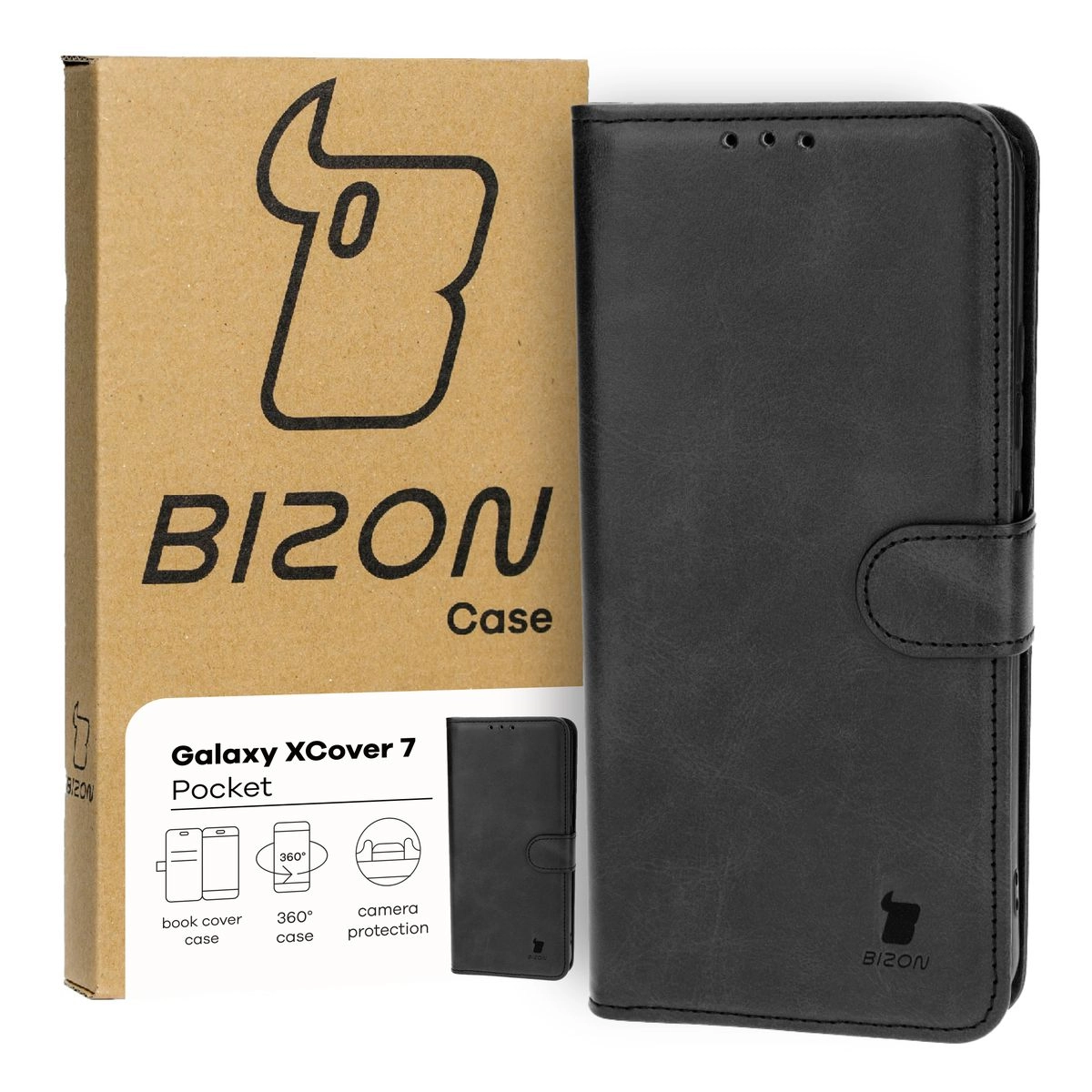 Etui Bizon z klapką Pocket do Galaxy Xcover7 Czarny