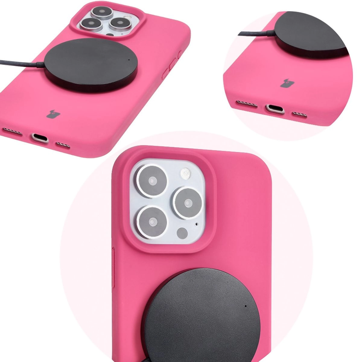 Etui Bizon Silikonowe Soft do iPhone 16 Pro Fuksja