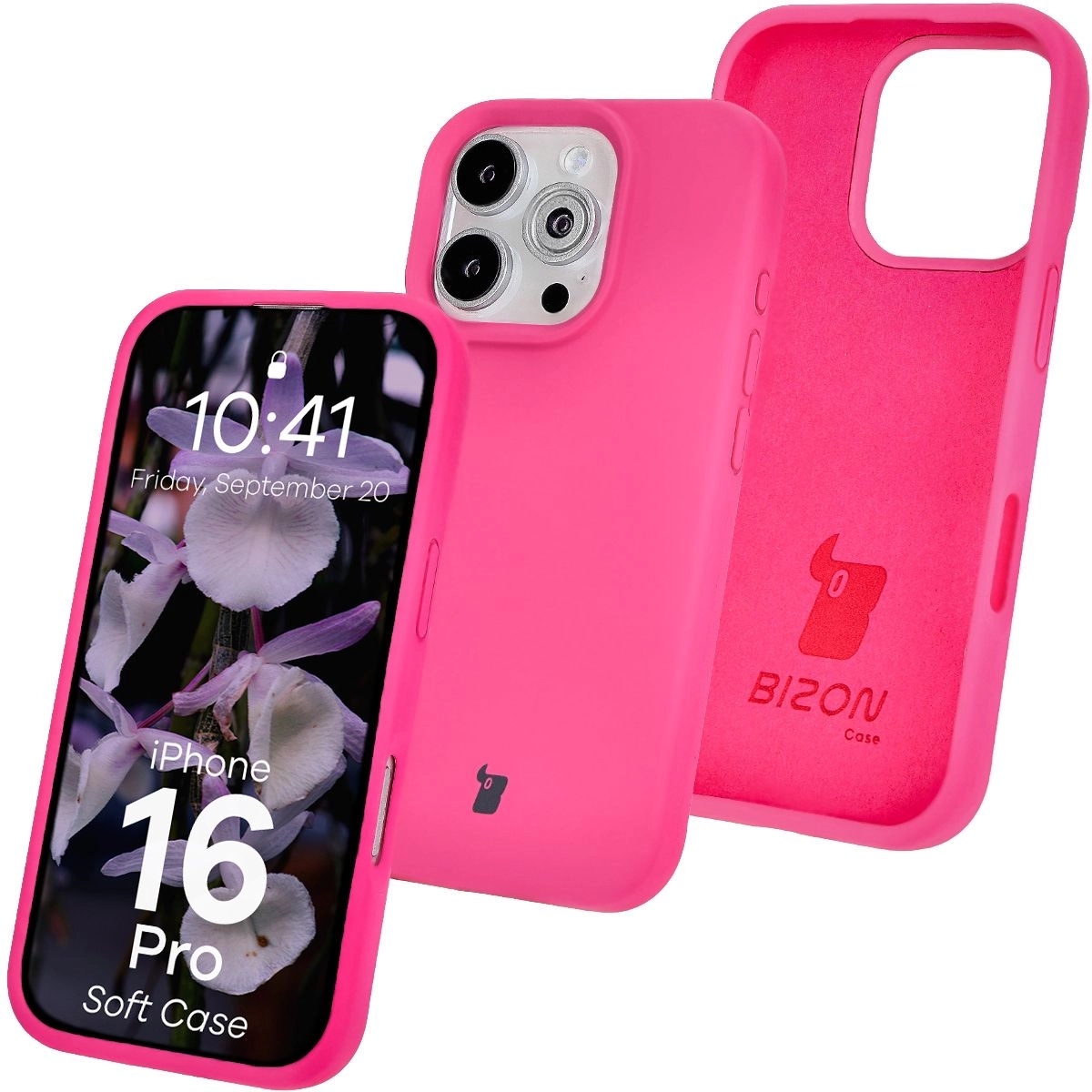 Etui Bizon Silikonowe Soft do iPhone 16 Pro Fuksja