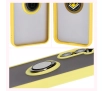 Etui Bizon z uchwytem na palec Hybrid Ring do Galaxy S24 FE Przydymione z żółtą ramką