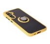Etui Bizon z uchwytem na palec Hybrid Ring do Galaxy S24 FE Przydymione z żółtą ramką