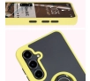 Etui Bizon z uchwytem na palec Hybrid Ring do Galaxy S24 FE Przydymione z żółtą ramką