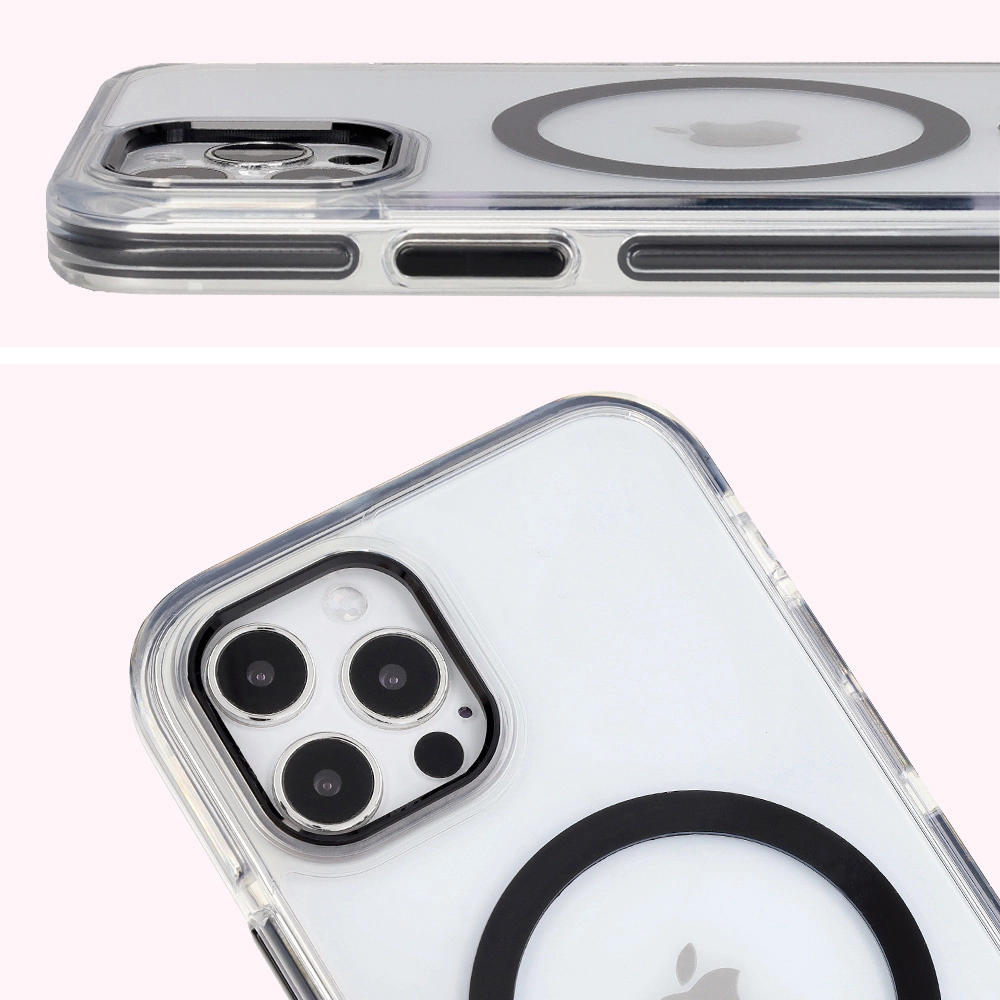 Etui Bizon Marco z MagSafe do iPhone 12 Pro / 12 Przezroczyste z czarną ramką