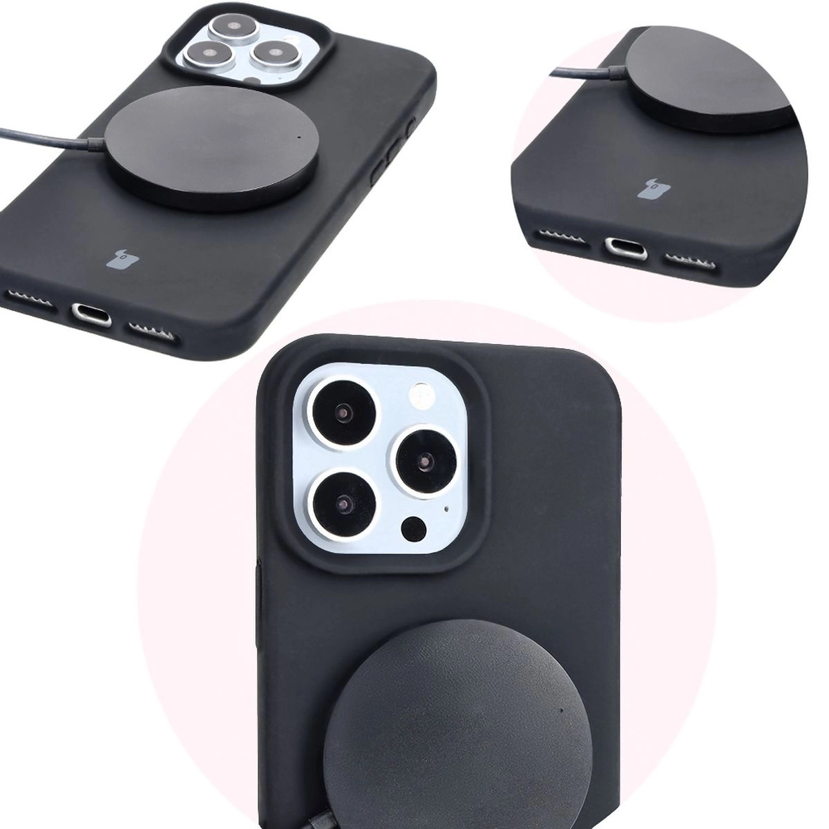 Etui Bizon Silikonowe Soft do iPhone 16 Pro Max Czarny