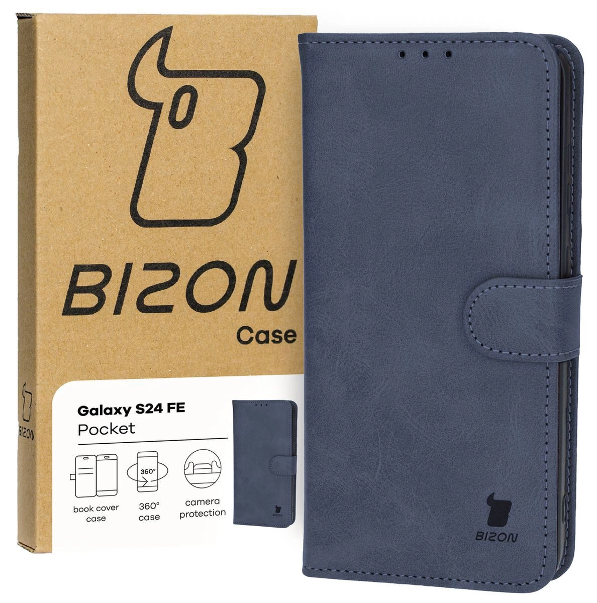 Etui Bizon z klapką Pocket do Galaxy S24 FE Granatowy