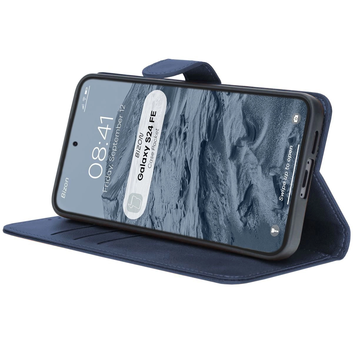 Etui Bizon z klapką Pocket do Galaxy S24 FE Granatowy