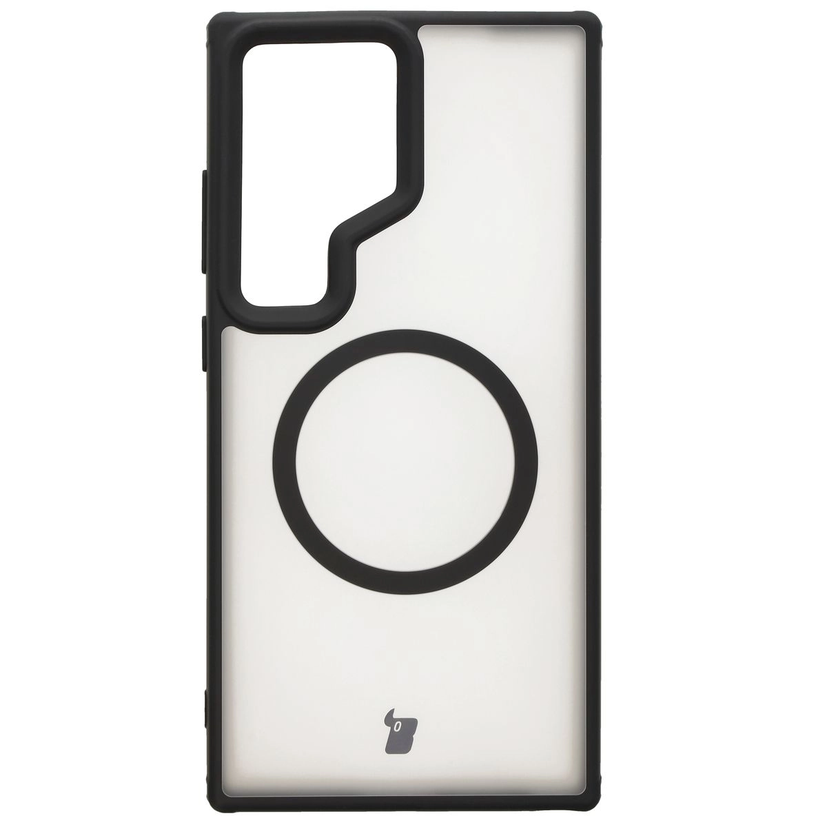 Etui Bizon MatteO z MagSafe do Samsung Galaxy S24 Ultra Półprzezroczyste z czarną ramką