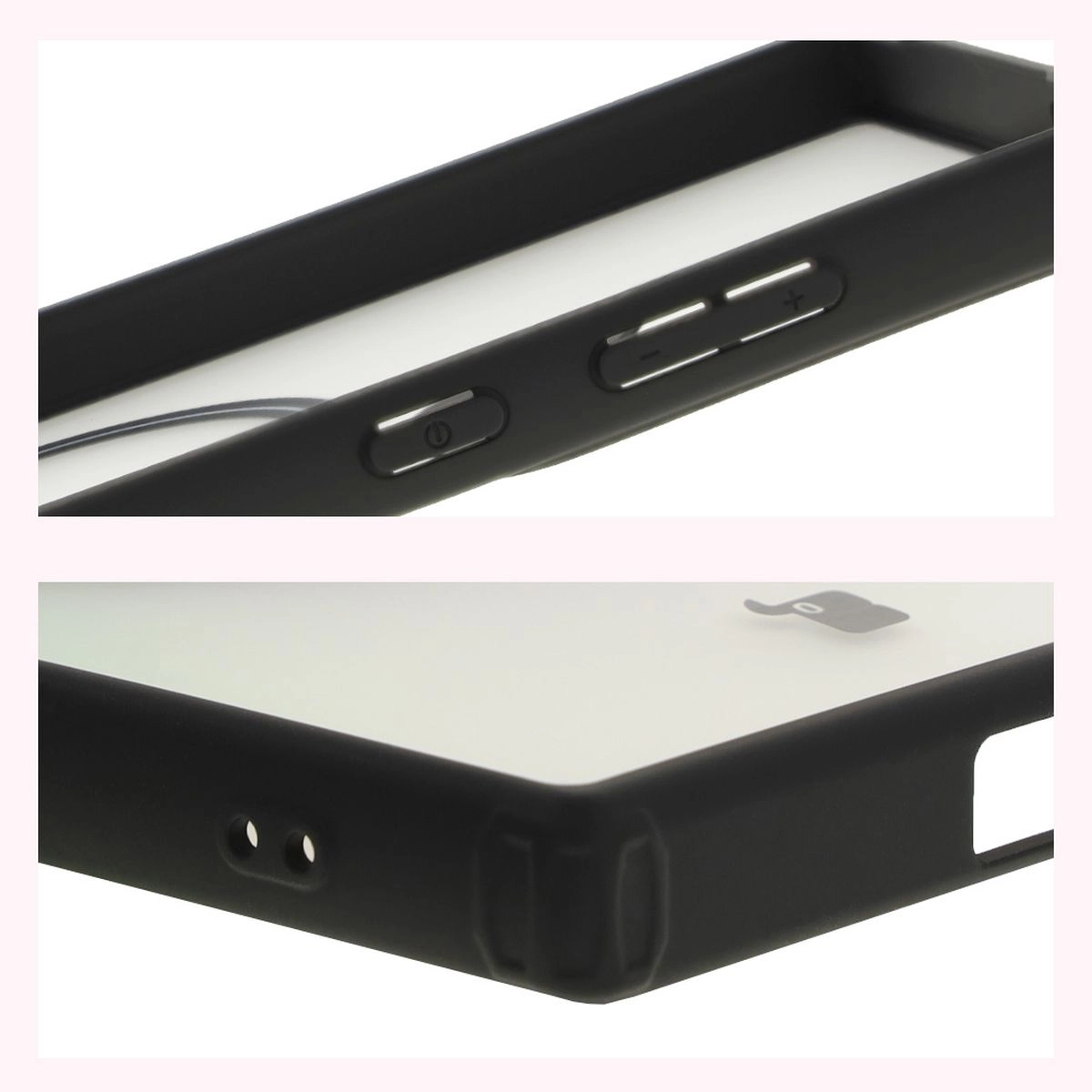 Etui Bizon MatteO z MagSafe do Samsung Galaxy S24 Ultra Półprzezroczyste z czarną ramką