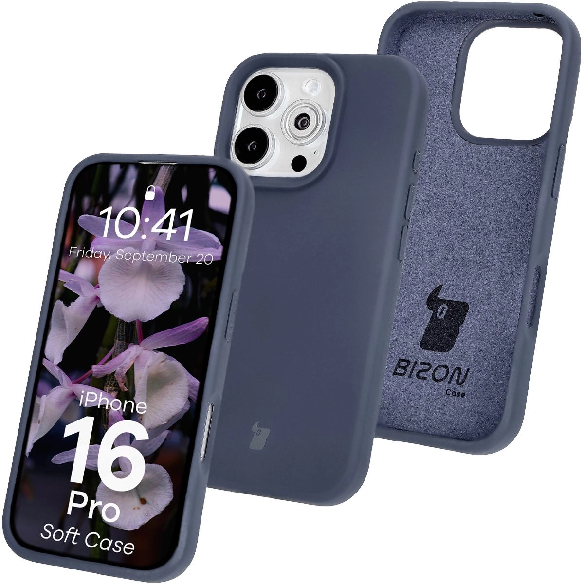 Etui Bizon Silikonowe Soft do iPhone 16 Pro Ciemno-niebieski