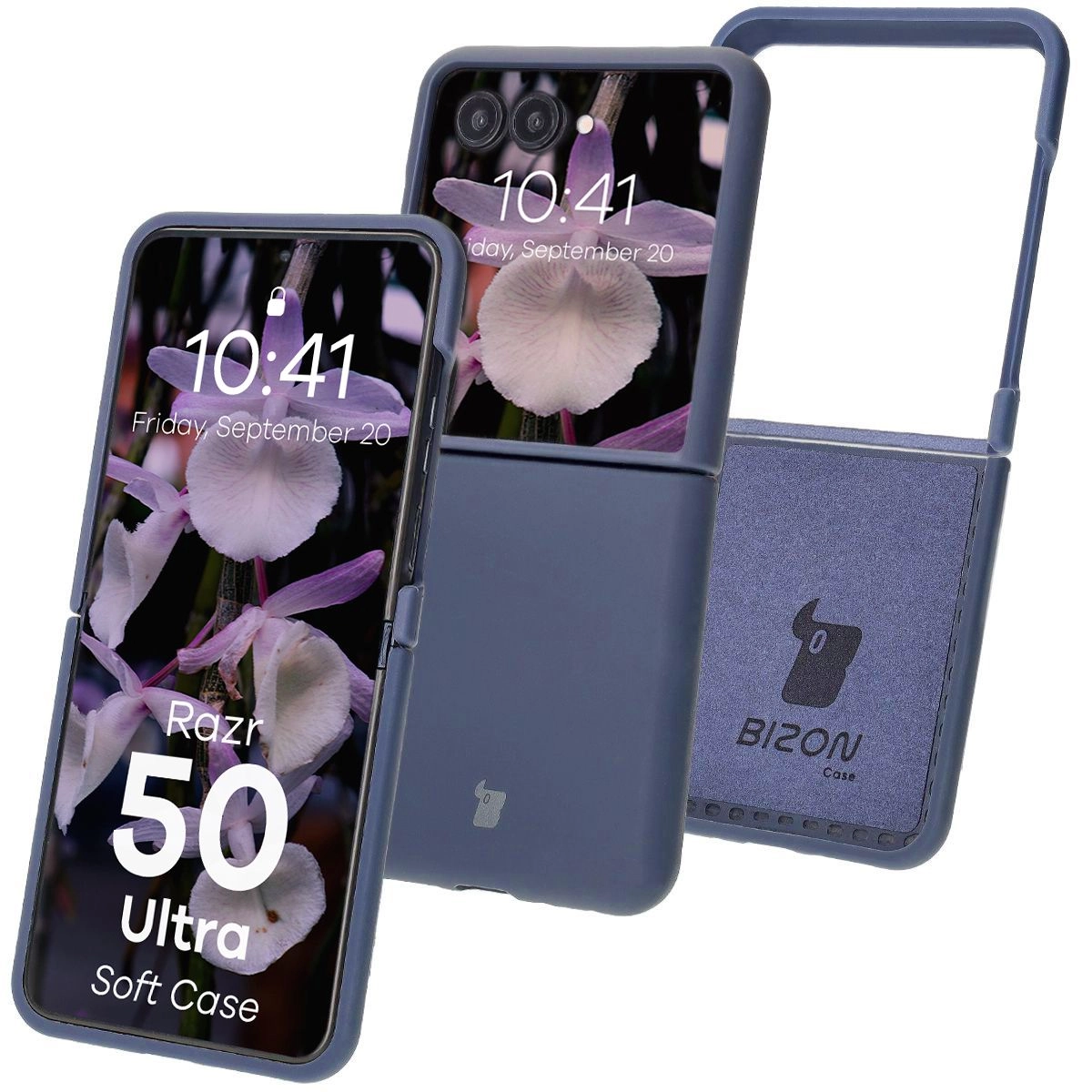 Etui Bizon Silikonowe Soft do Motorola Razr 50 Ultra Ciemno-niebieski