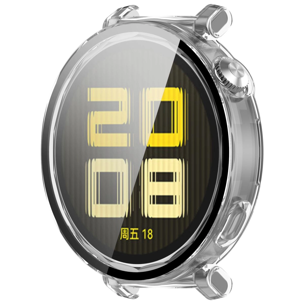 Nakładka na tarczę Bizon ze szkłem do Huawei Watch GT 5 Pro 42mm Przezroczysty
