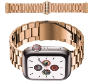 Bizon ze stali nierdzewnej Aura do Apple Watch 41/40/38mm Różowo-złoty