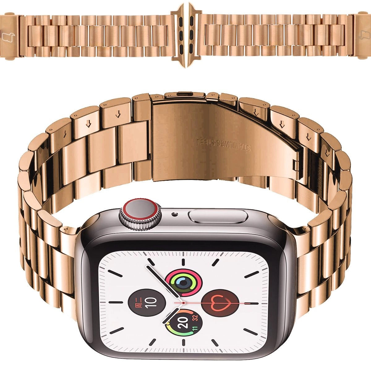 Bransoleta Bizon ze stali nierdzewnej Aura do Apple Watch 41/40/38mm Różowo-złoty