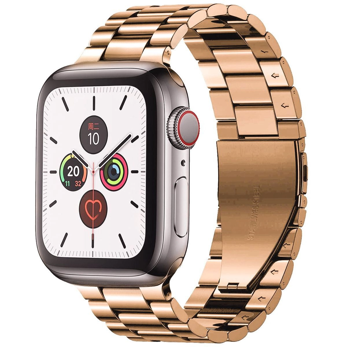 Bransoleta Bizon ze stali nierdzewnej Aura do Apple Watch 41/40/38mm Różowo-złoty