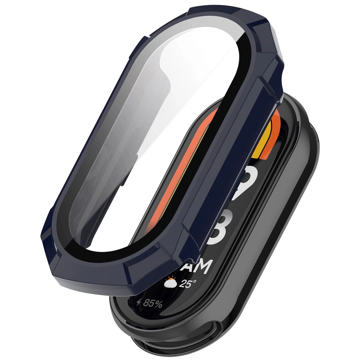 Nakładka na tarczę Bizon ze szkłem do Xiaomi Smart Band 9 Niebieski