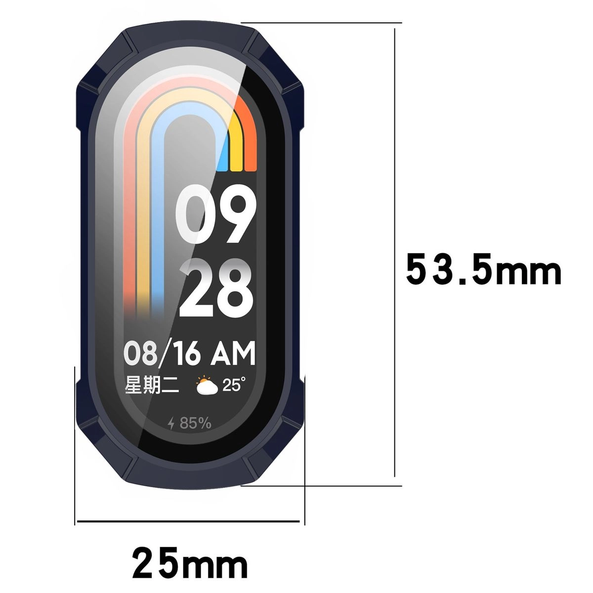 Nakładka na tarczę Bizon ze szkłem do Xiaomi Smart Band 9 Niebieski