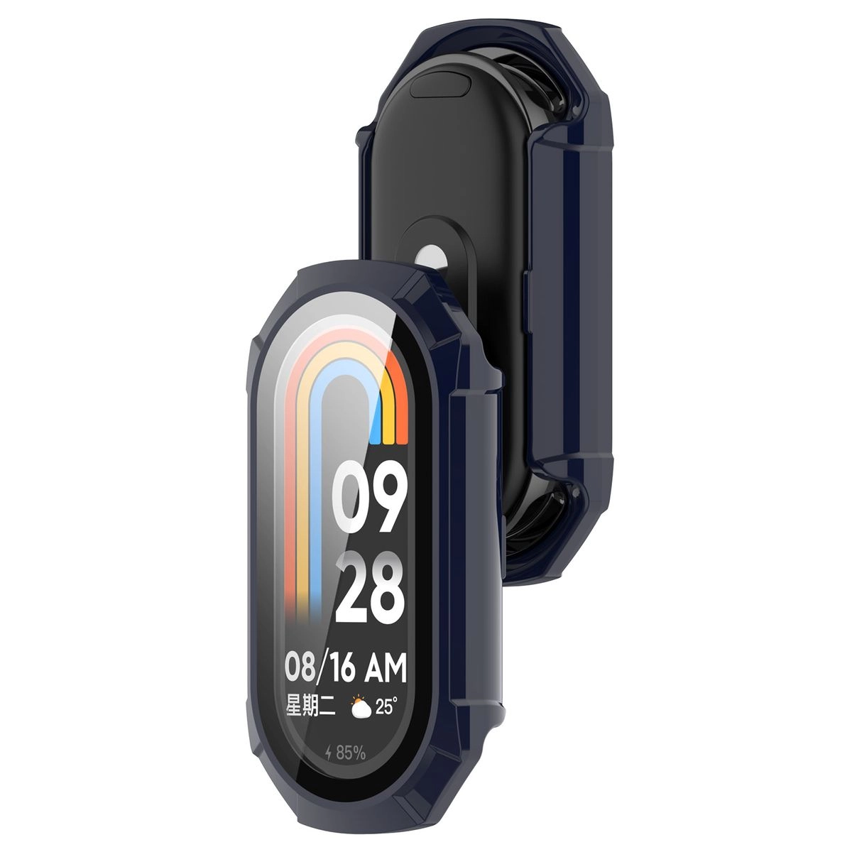 Nakładka na tarczę Bizon ze szkłem do Xiaomi Smart Band 9 Niebieski