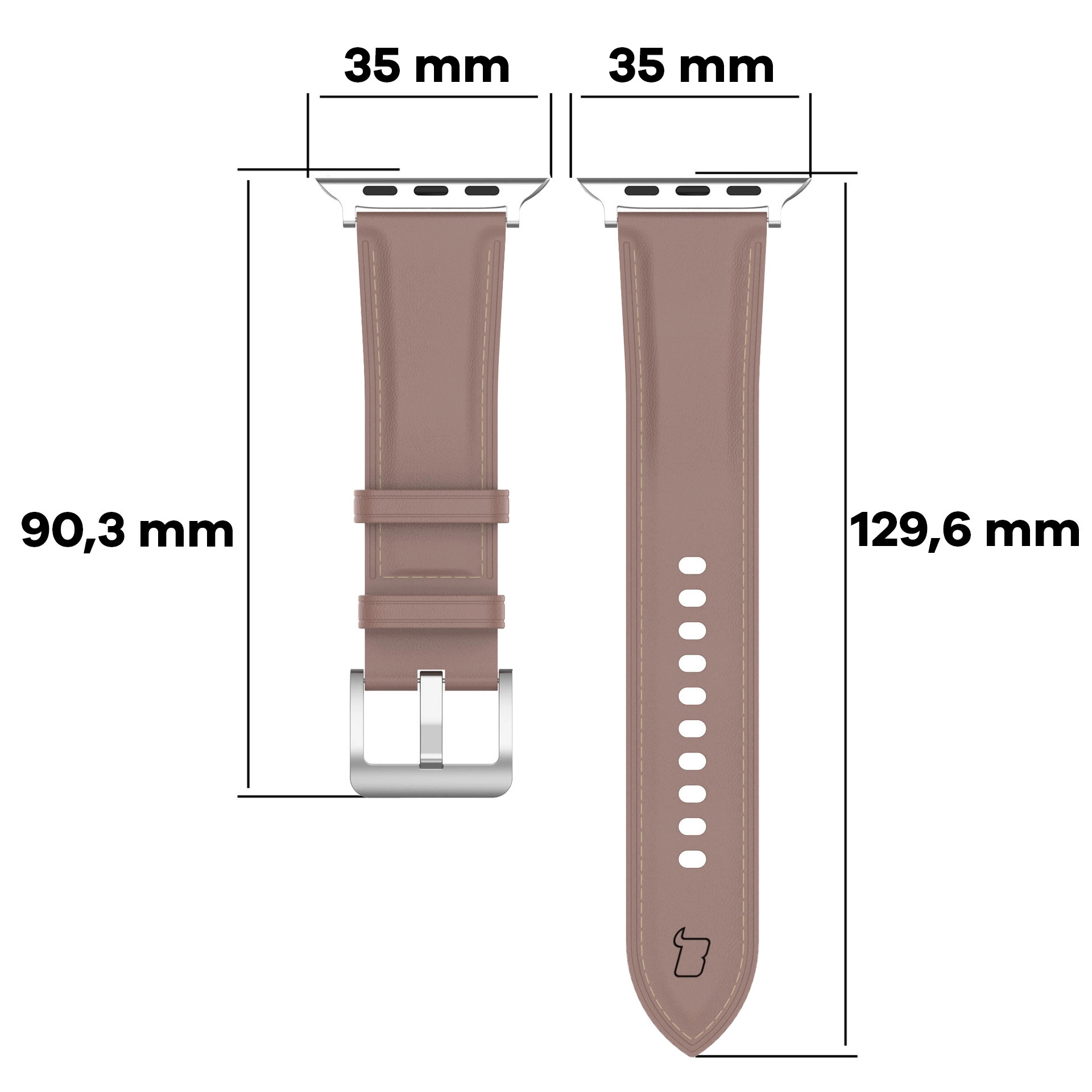 Pasek Bizon skórzany Casual do Apple Watch 44/45/46/49mm Różowy
