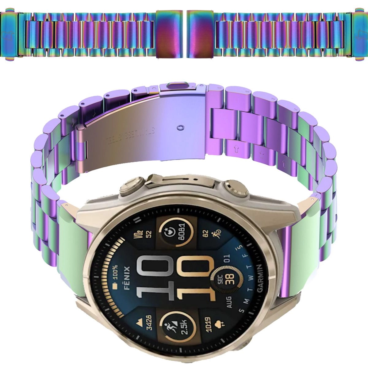 Bransoleta Bizon ze stali nierdzewnej Aura QuickFit 20mm Tęczowy