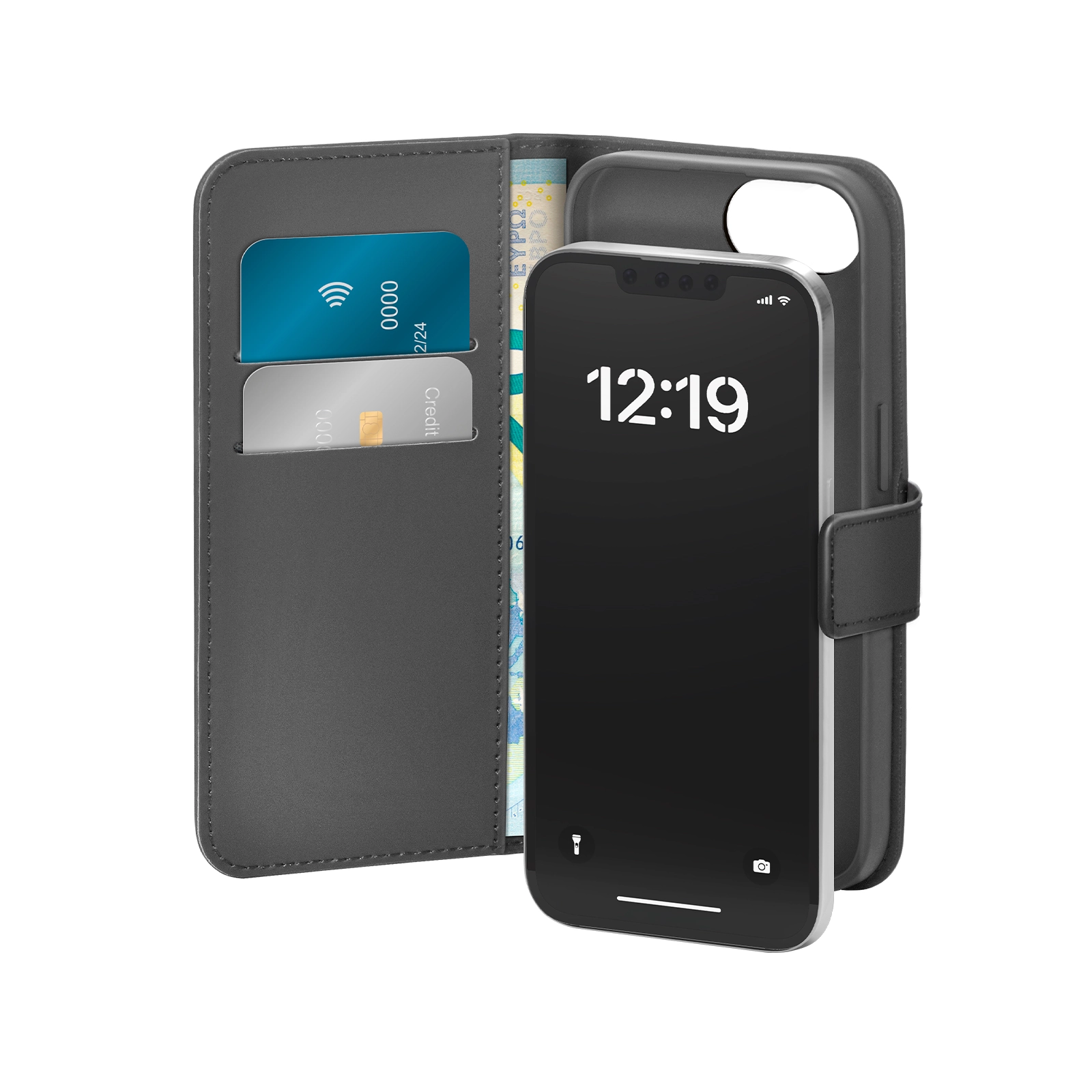 Etui Puro Wallet Stand do iPhone 16e Czarny