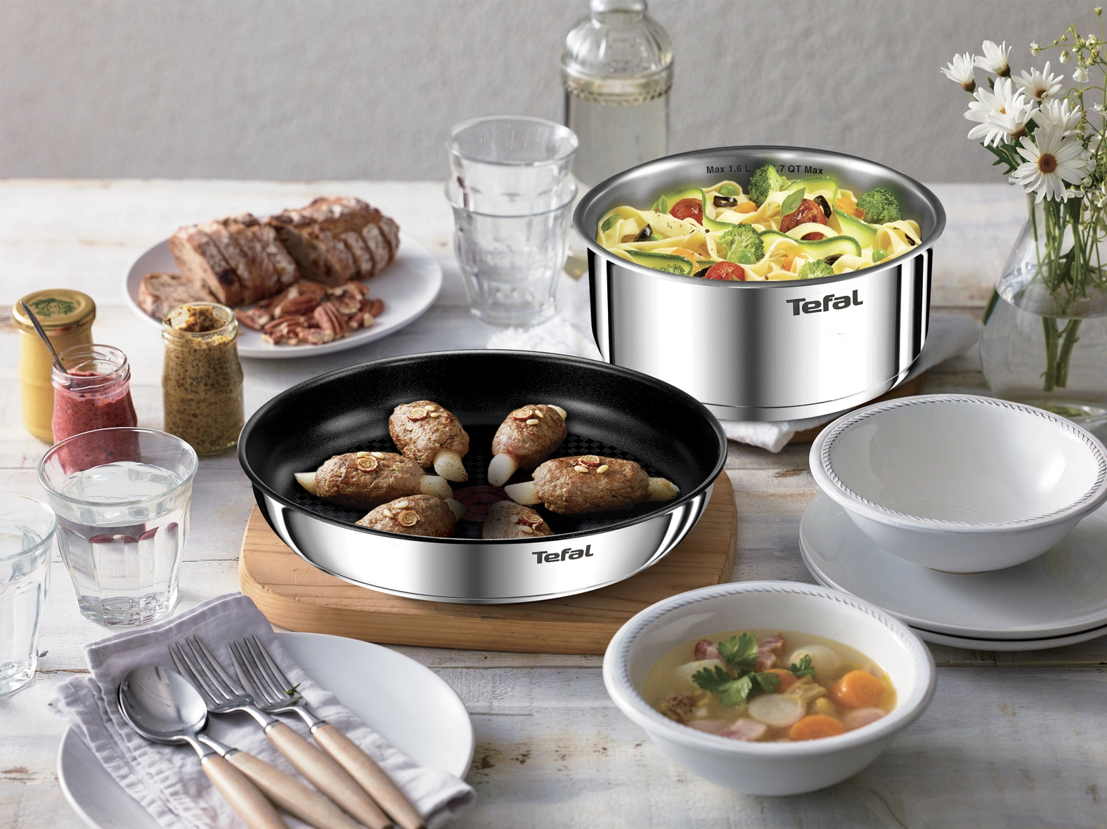 Zestaw garnków Tefal Ingenio Cook Eat L881S504 Indukcja Stal nierdzewna 5 elementów
