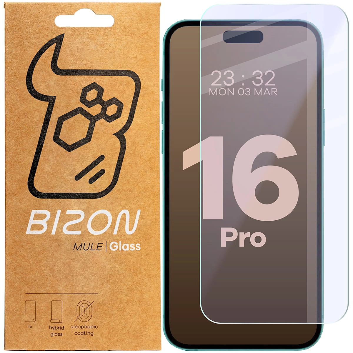 Szkło hybrydowe Bizon elastyczne Mule do iPhone 16 Pro