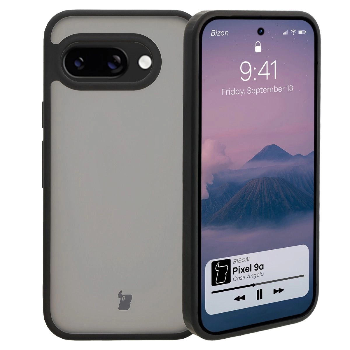 Etui Bizon Angelo do Google Pixel 9a Przydymione z czarną ramką