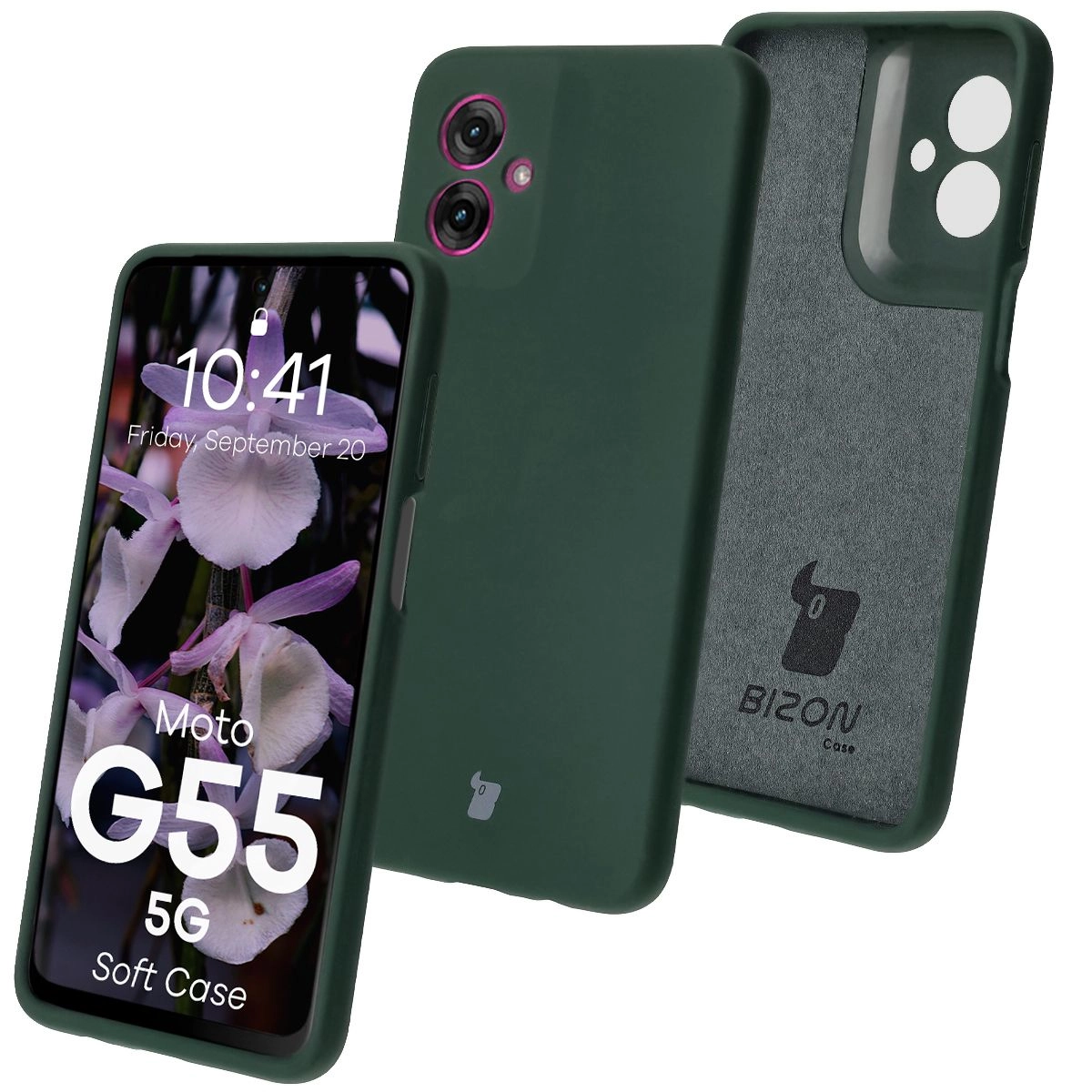 Etui Bizon Silikonowe Soft do Motorola Moto G55 5G Ciemnozielony