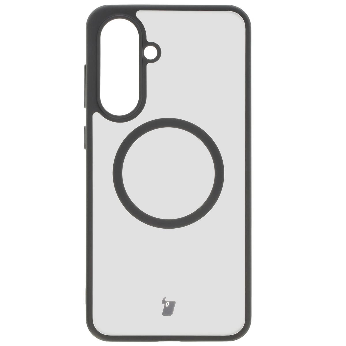 Etui Bizon MatteO z MagSafe do Galaxy A36 5G Półprzezroczyste z czarną ramką