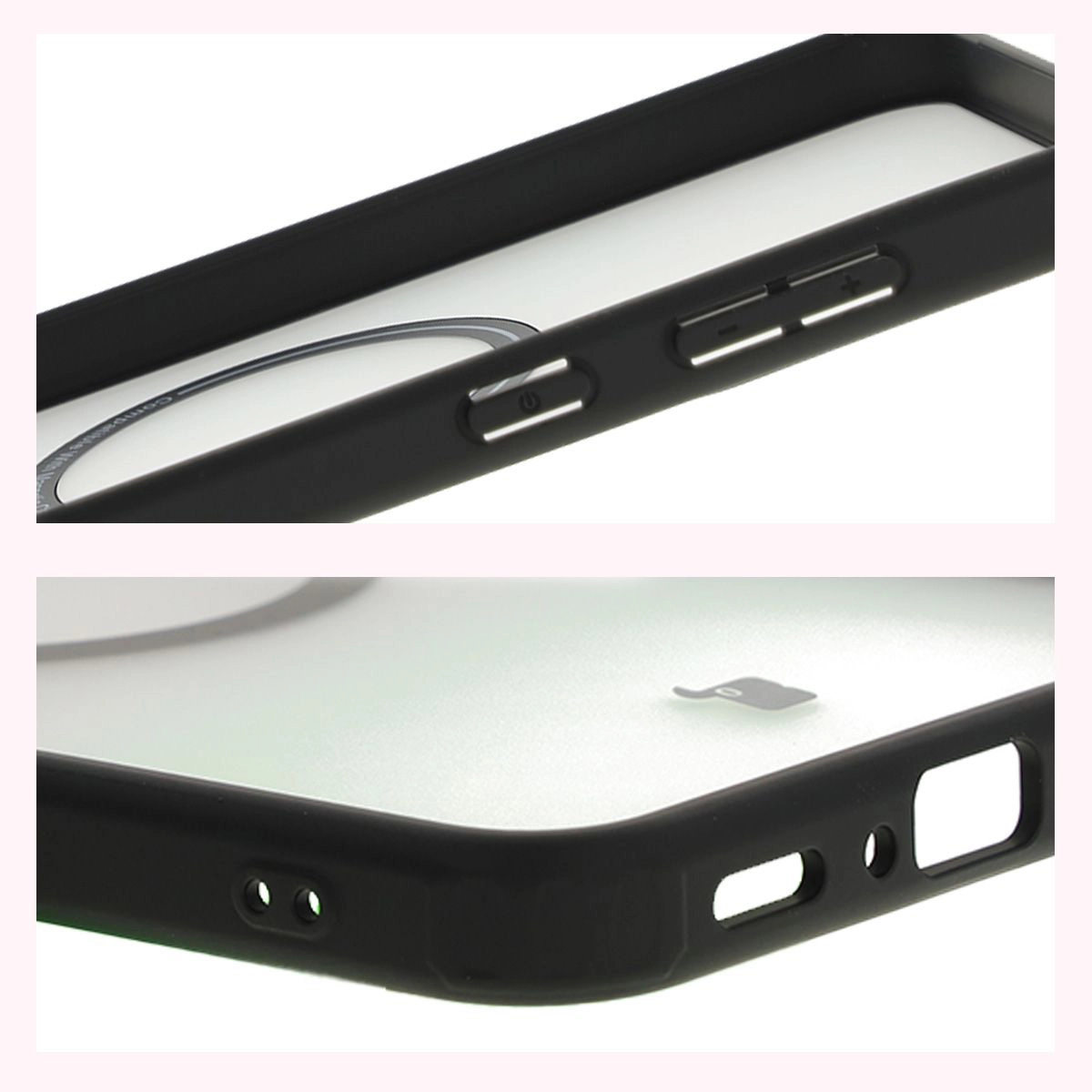 Etui Bizon MatteO z MagSafe do Galaxy A36 5G Półprzezroczyste z czarną ramką